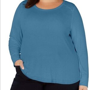 INC international concepts women chambray blue long sleeve pullover top size 1X